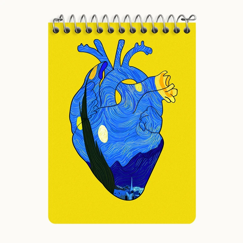 دفتر یادداشت 50 برگ خندالو طرح قلب ونسان ونگوگ کد N5132