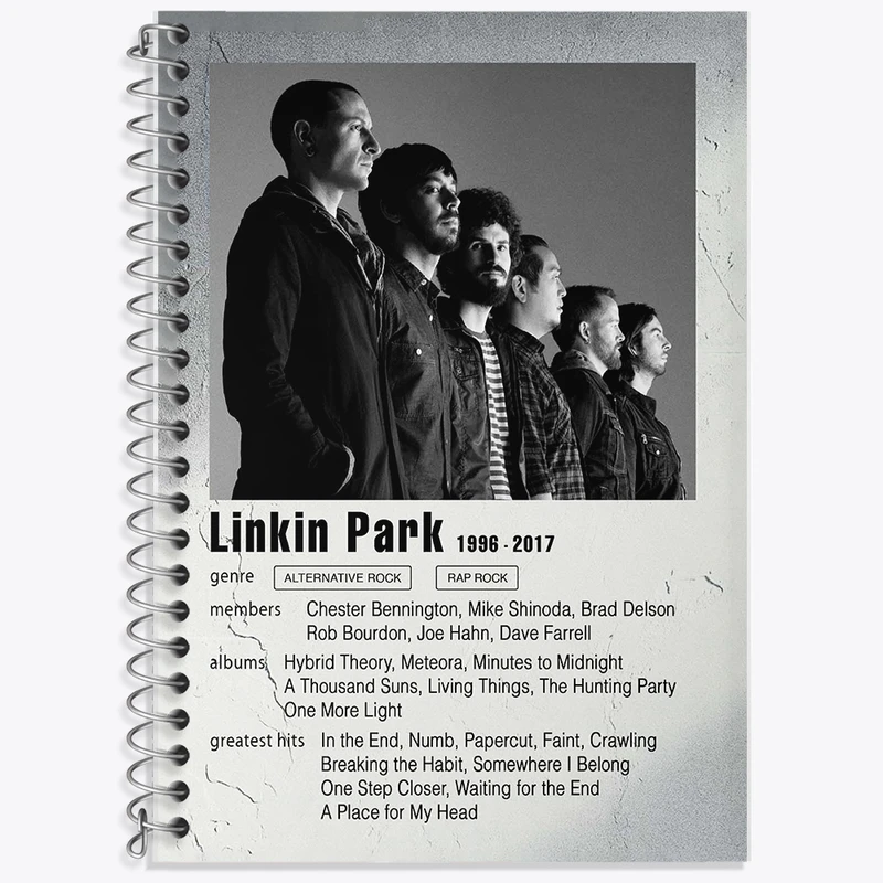 دفتر زبان 50 برگ خندالو مدل سه خط طرح لینکین پارک (Linkin Park)   کد F11235