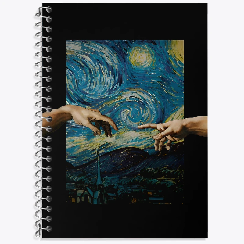 دفتر زبان 50 برگ خندالو مدل دو خط طرح شب پر ستاره کد F4533