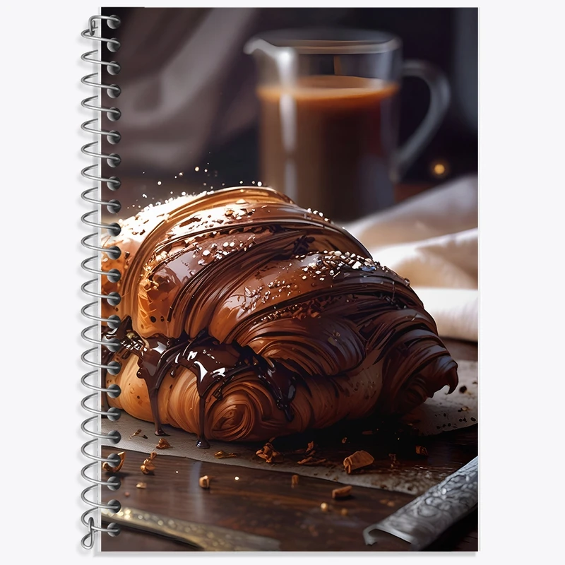 دفتر زبان 50 برگ خندالو مدل سه خط طرح کروسان و نوتلا کد F10600