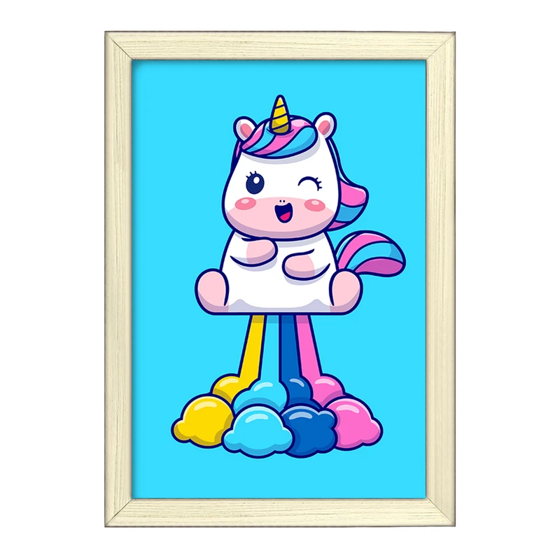 تابلو خندالو طرح اسب تک شاخ یونیکورن  کد 3823