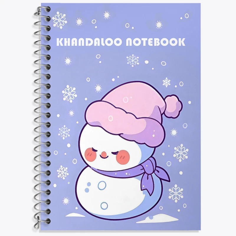 دفتر زبان 50 برگ خندالو مدل دو خط طرح آدم برفی بامزه کد N6216