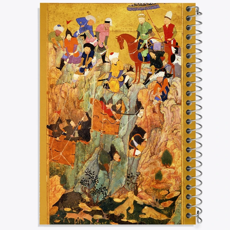 دفتر شطرنجی 50 برگ خندالو طرح نقاشی از میان برداشتن بازمانده ارتش قبچاق ها اثر کمال‌الدین بهزاد کد F12370