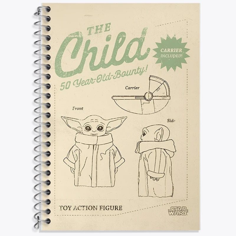 دفتر زبان 50 برگ خندالو مدل دو خط طرح بیبی یودا (Grogu) کد F14245