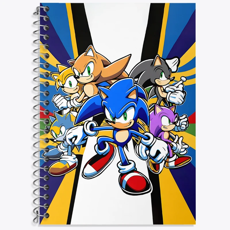 دفتر زبان 50 برگ خندالو مدل سه خط طرح سونیک (Sonic) کد N8016