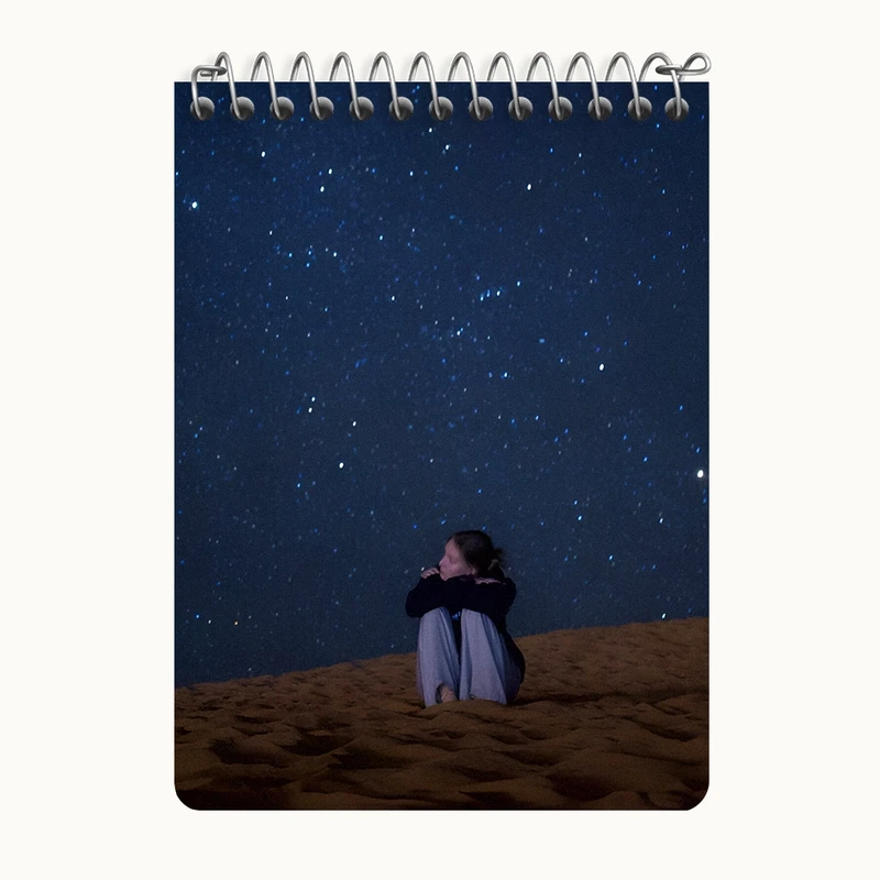 دفتر یادداشت 50 برگ خندالو طرح دختر و آسمان شب کد N6969