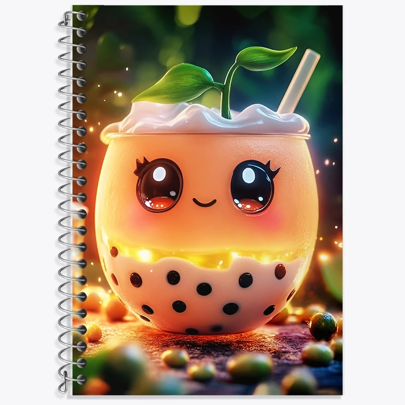 دفتر زبان 50 برگ خندالو مدل سه خط طرح نوشیدنی کیوت کد F11487