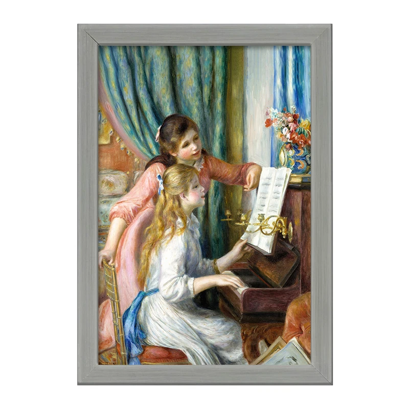 تابلو خندالو طرح نقاشی دختران جوان در کنار پیانو اثر پیر آگوست رنوآر کد F12205