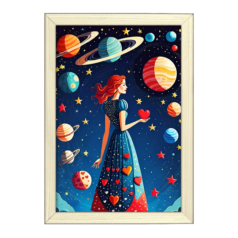 تابلو خندالو طرح دختر و کهکشان کد F5131