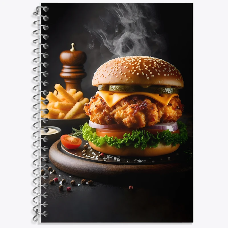 دفتر زبان دوخط 50 برگ خندالو طرح همبرگر کد F10587