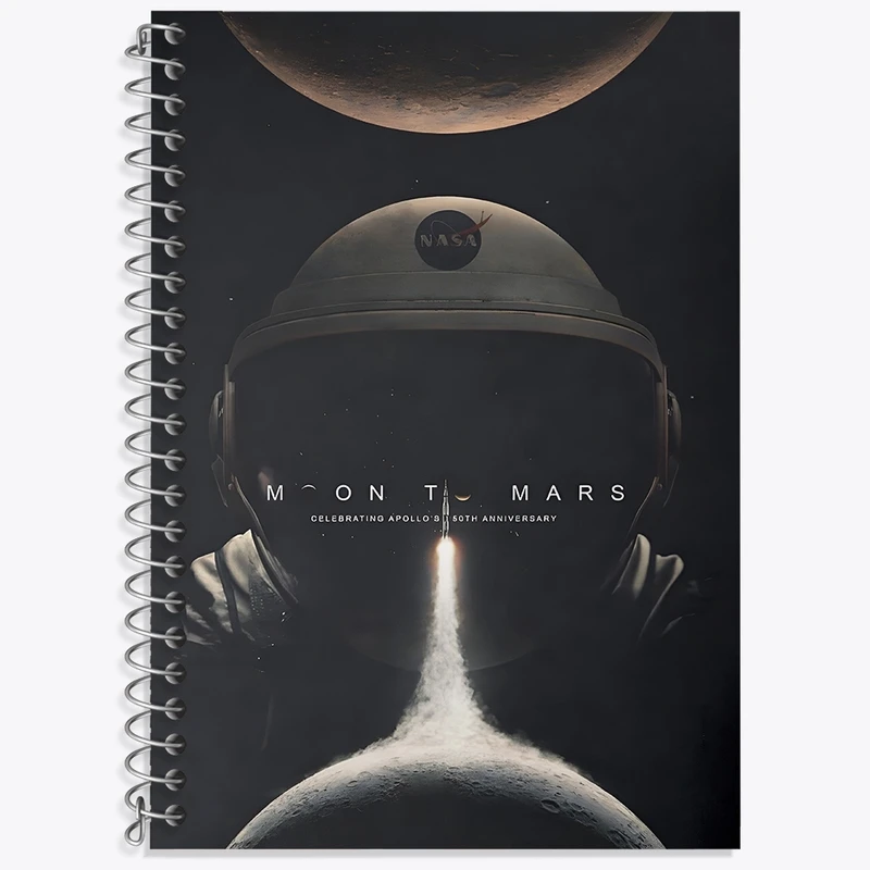 دفتر زبان 50 برگ خندالو مدل سه خط طرح فضایی و فضانورد کد F4594