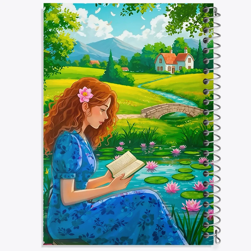 دفتر نقاشی 50 برگ خندالو طرح دختر کتابخوان کد F10983