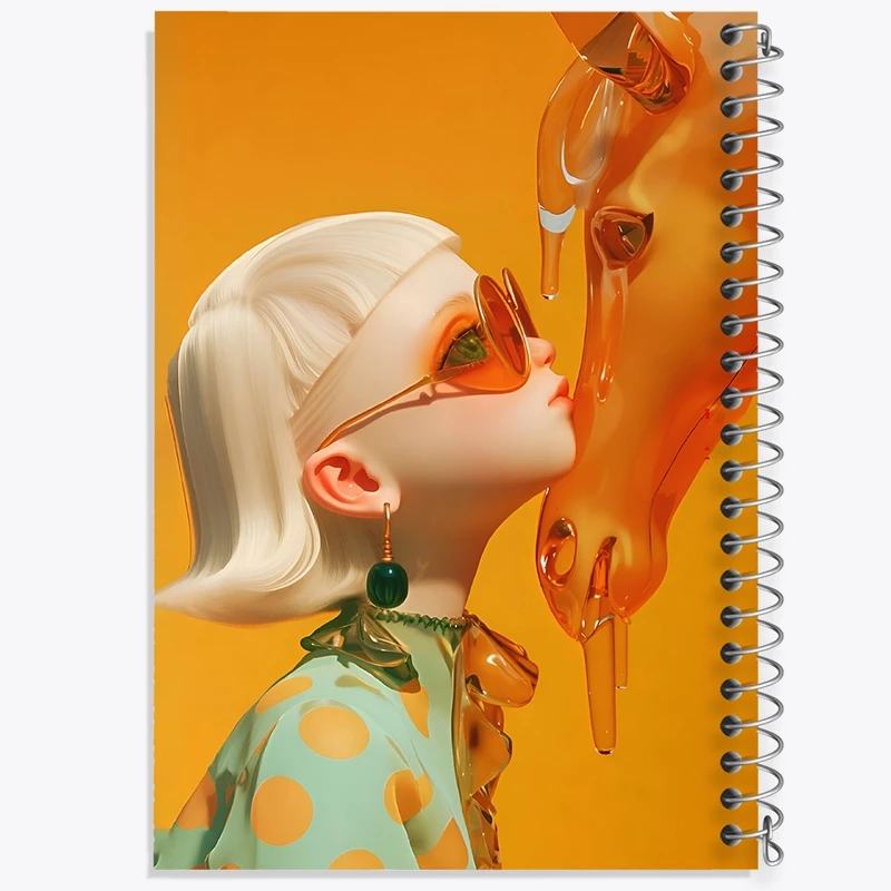 دفتر شطرنجی 50 برگ خندالو طرح دختر و اسب شیشه ای کد F10535