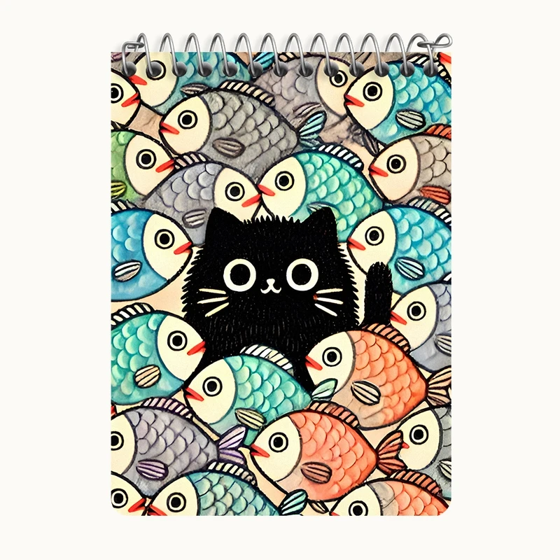 دفتر یادداشت 50 برگ خندالو طرح گربه و ماهی ها کد N6511