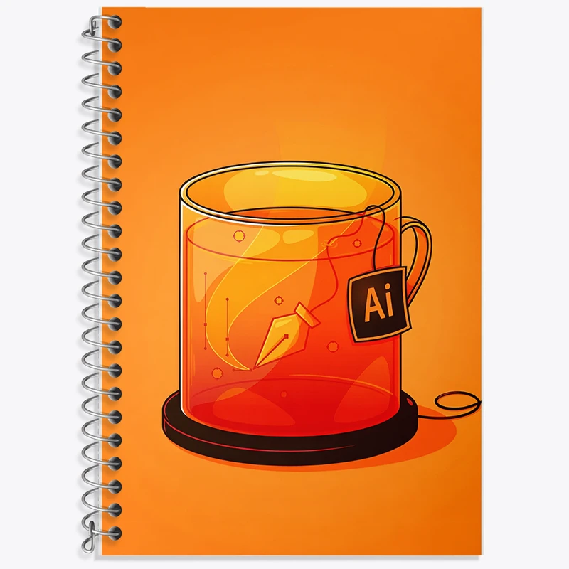 دفتر زبان دوخط 50 برگ خندالو طرح فنجان ایلاستریتور کد F8833