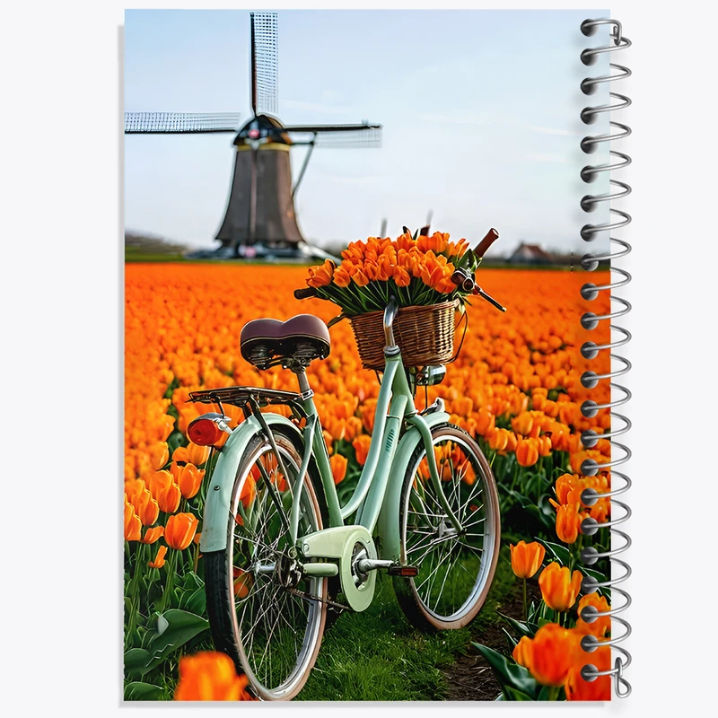 دفتر مشق 50 برگ خندالو طرح دوچرخه و مزرعه گل کد F11518