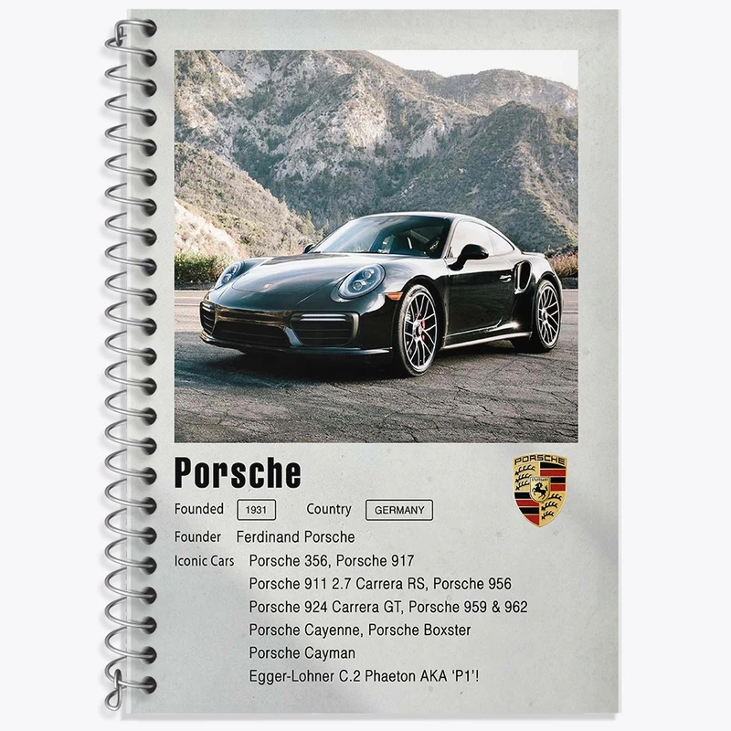 دفتر زبان 50 برگ خندالو مدل سه خط طرح ماشین پورشه (Porsche) کد F11954