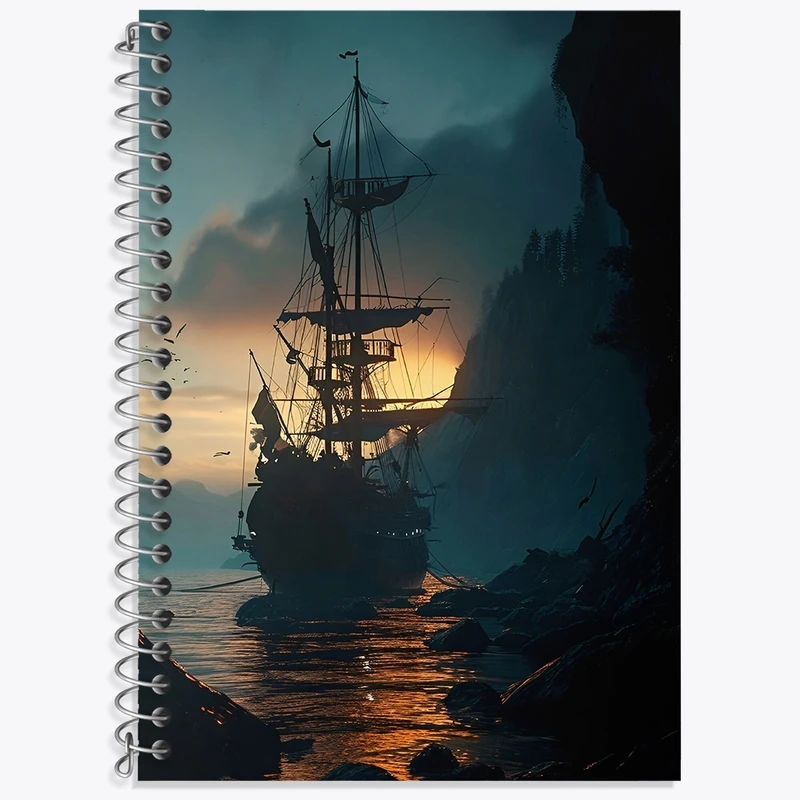 دفتر زبان 50 برگ خندالو مدل سه خط طرح کشتی کد F4271