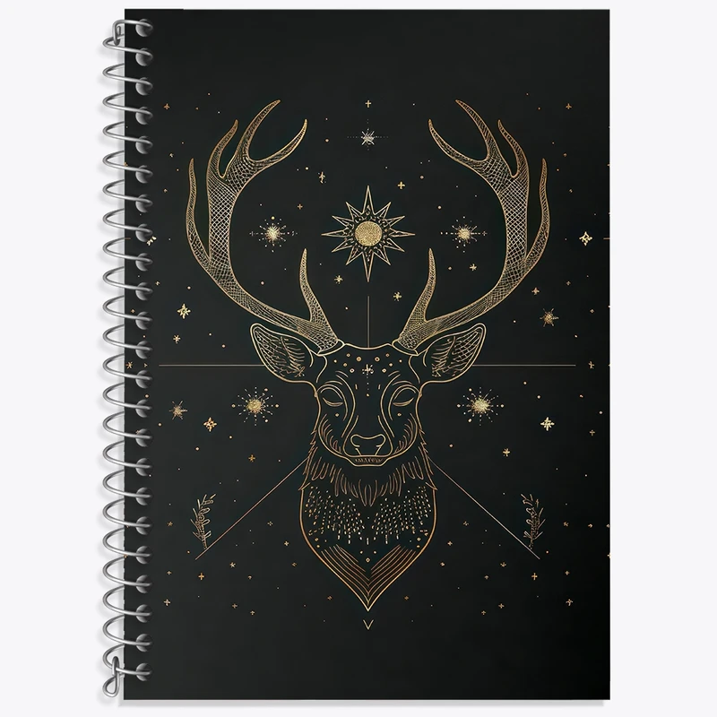 دفتر زبان 50 برگ خندالو مدل سه خط طرح گوزن مینیمال کد F3096