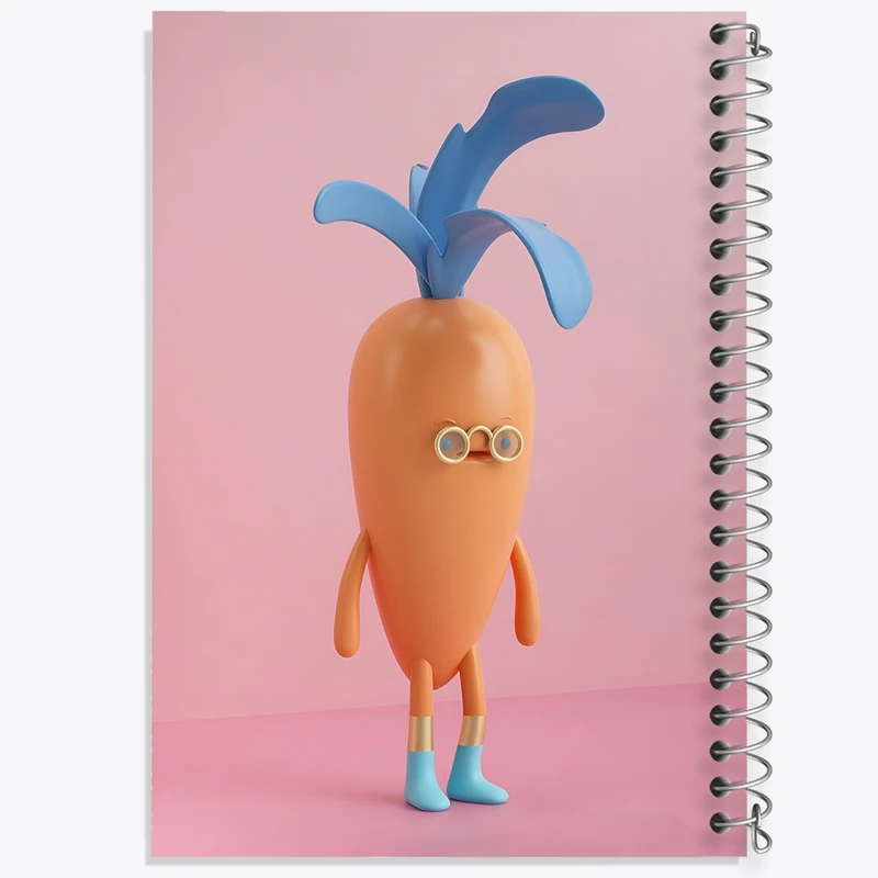 دفتر ژورنال نویسی 50 برگ خندالو مدل نقطه ای طرح هویج بامزه کد F3358