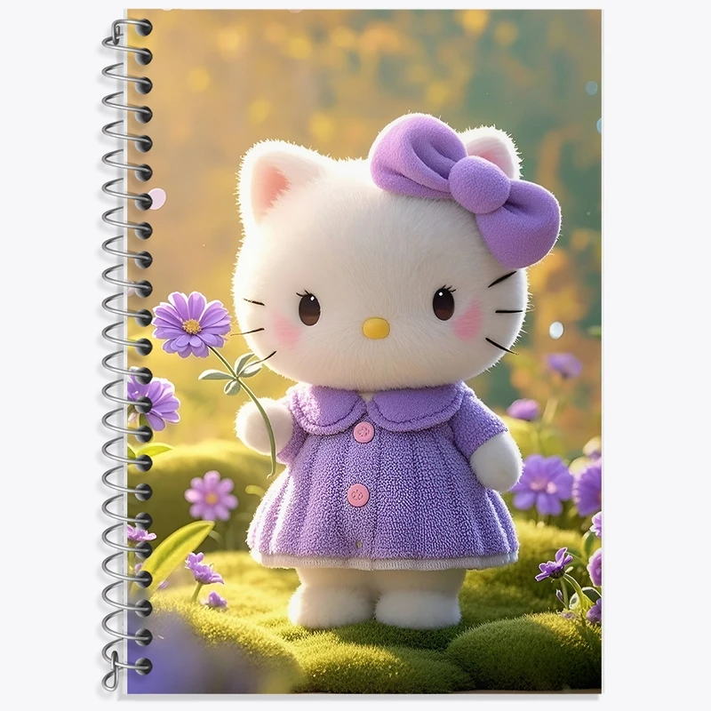 دفتر زبان 50 برگ خندالو مدل سه خط طرح هلو کیتی کد F10302