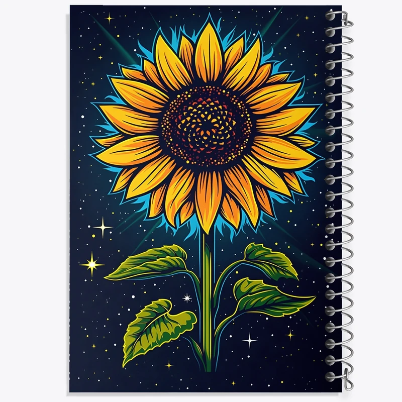 دفتر ژورنال نویسی 50 برگ خندالو مدل نقطه ای طرح گل آفتابگردان کد F4249