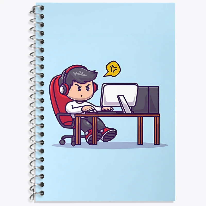 دفتر زبان دوخط 50 برگ خندالو طرح گیمر (Gamer) کد F4187