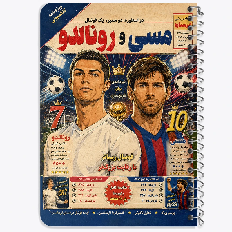 دفتر یادداشت 50 برگ خندالو طرح رونالدو و مسی کد F14708