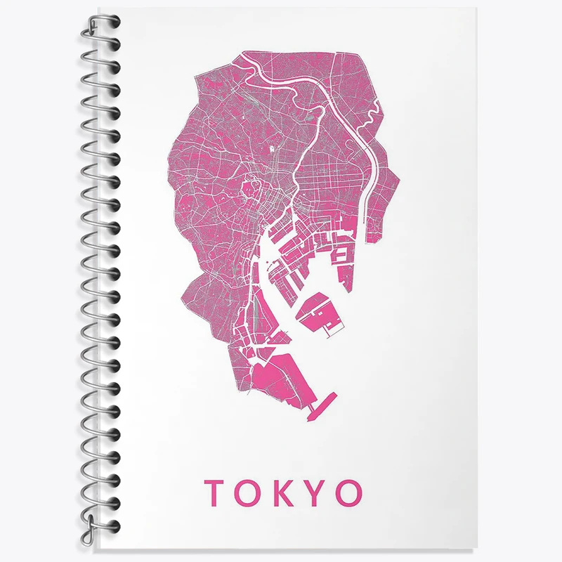 دفتر زبان 50 برگ خندالو مدل دو خط طرح نقشه توکیو کد F11962