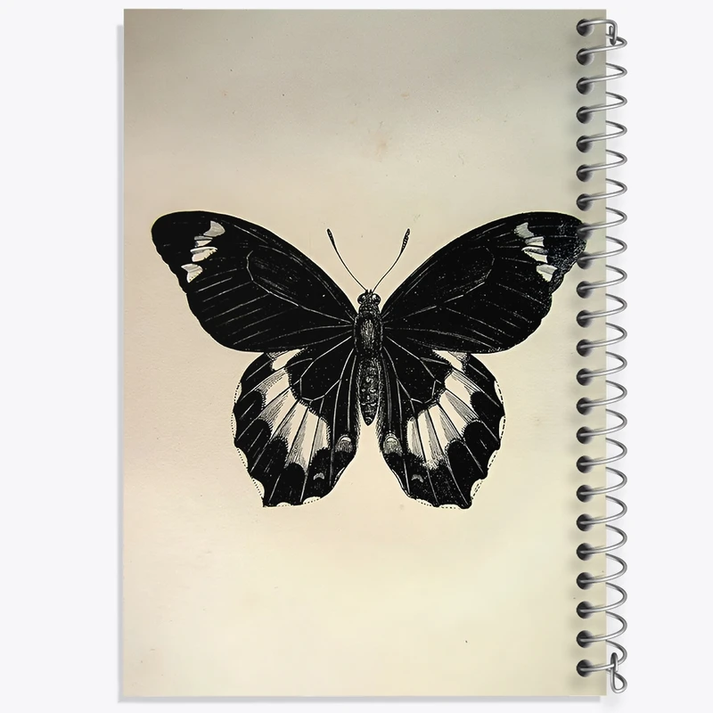 دفتر ژورنال نویسی 50 برگ خندالو مدل نقطه ای طرح پروانه مشکی کد F3892