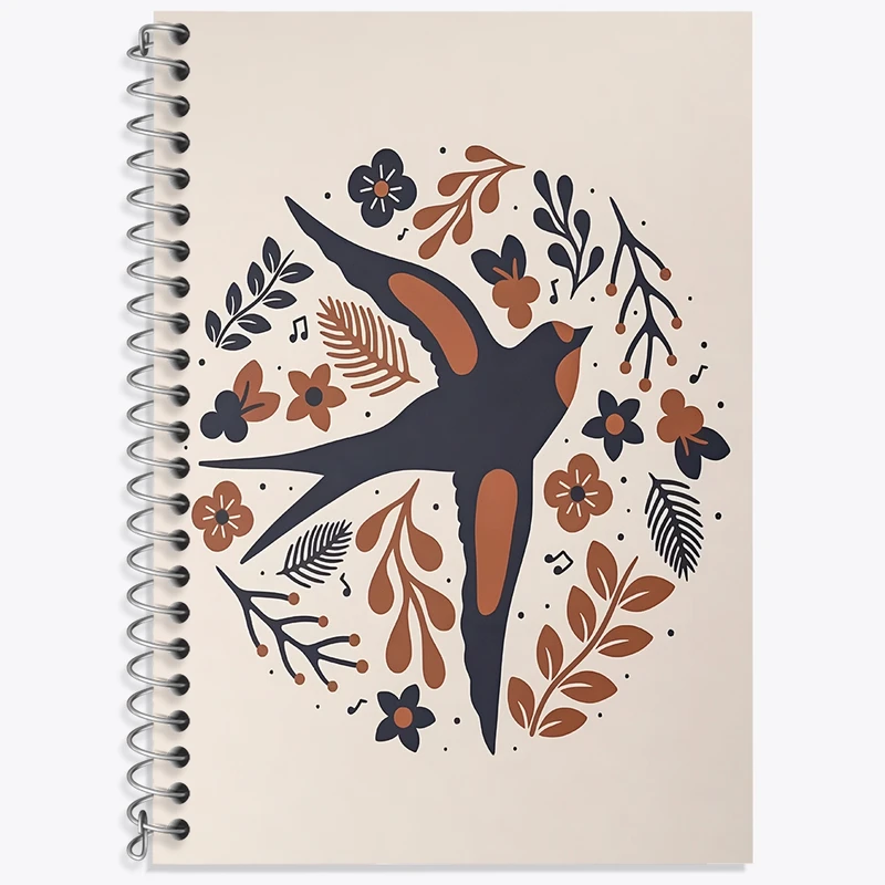 دفتر زبان 50 برگ خندالو مدل سه خط طرح پرنده پرستو کد N6870