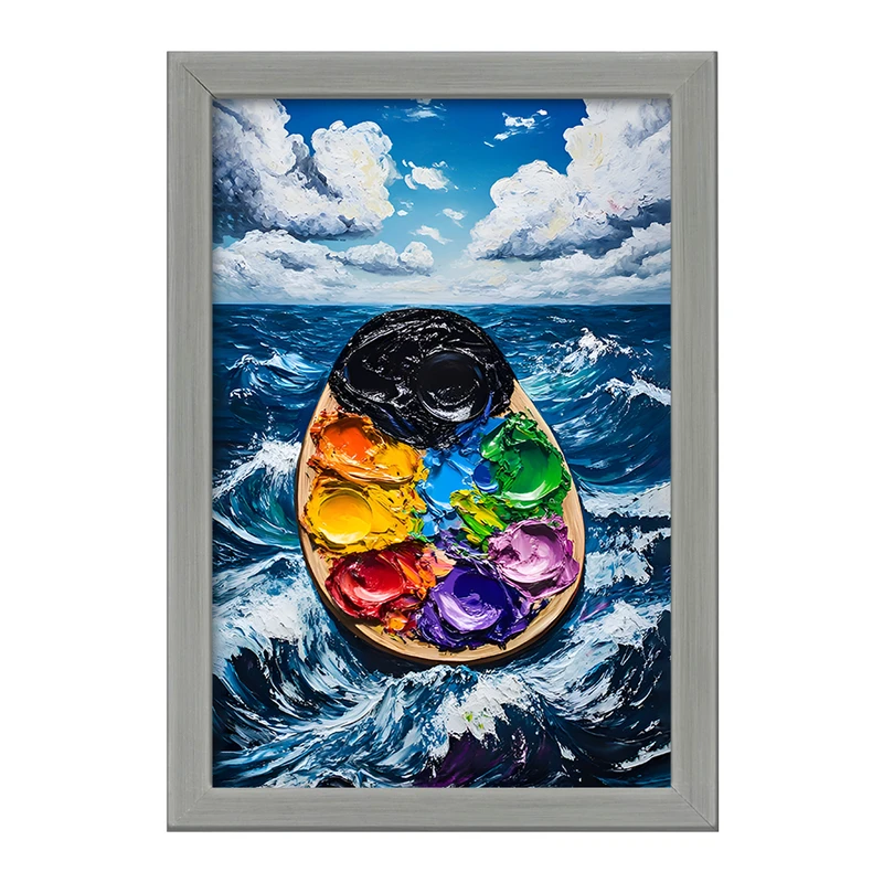 تابلو خندالو طرح پالت نقاشی و دریا کد F12742