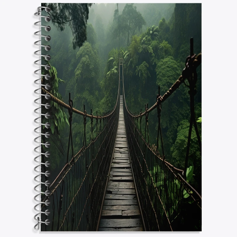 دفتر زبان 50 برگ خندالو مدل سه خط طرح پل معلق در جنگل کد F3554