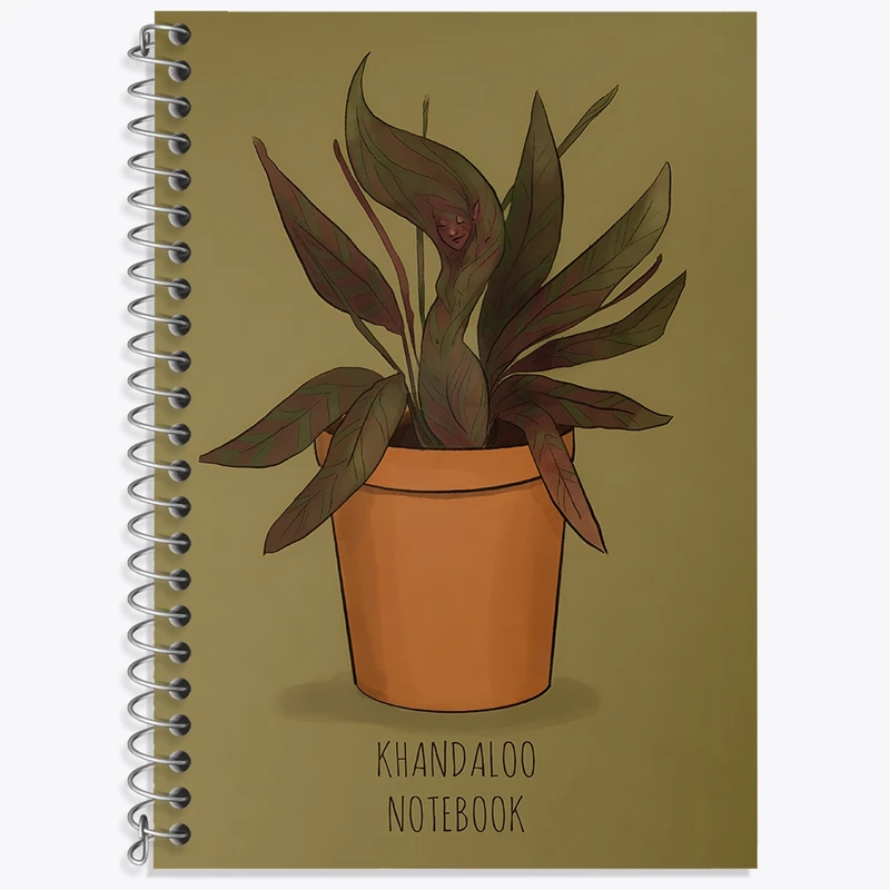 دفتر زبان 50 برگ خندالو مدل سه خط طرح گلدان گیاه کد N8903