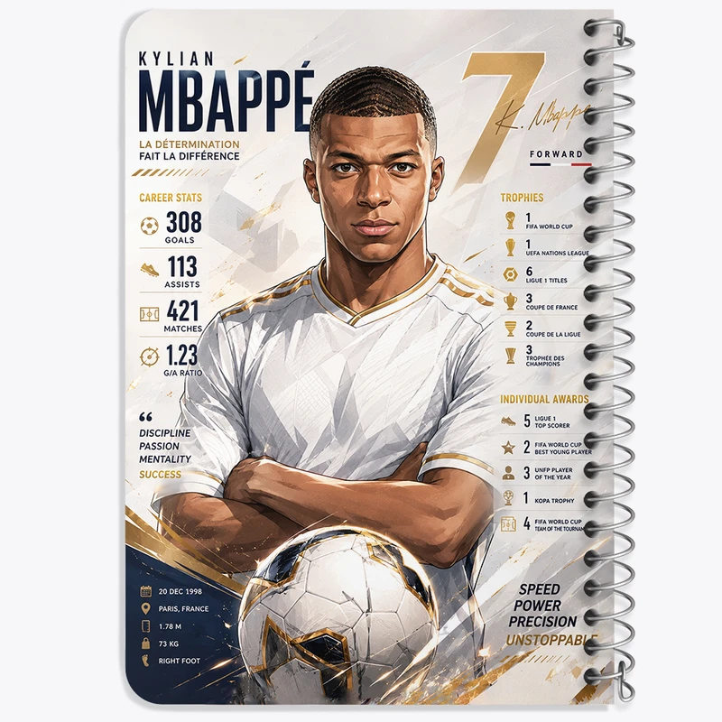 دفتر یادداشت 50 برگ خندالو طرح کیلیان امباپه (Kylian Mbappé) کد F14657