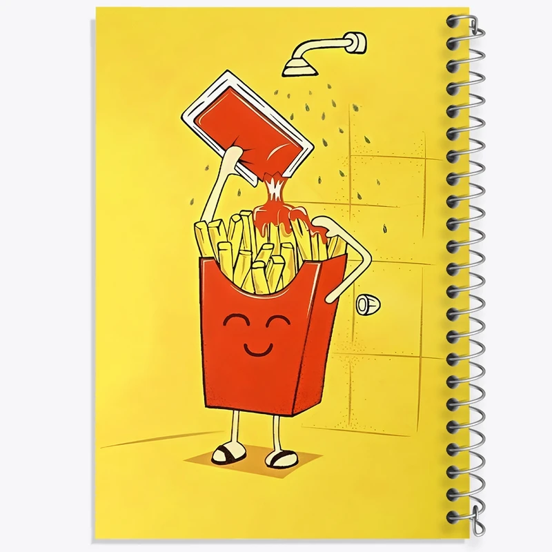 دفتر ژورنال نویسی 50 برگ خندالو مدل نقطه ای طرح سیب زمینی و سس کچاپ کد F10603