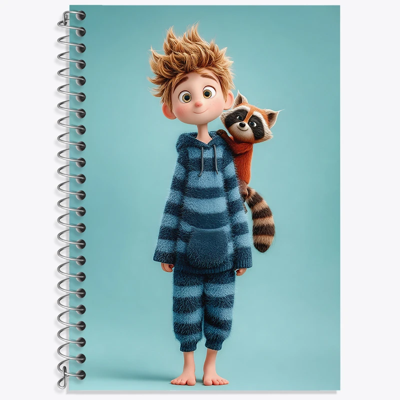 دفتر زبان 50 برگ خندالو مدل دو خط طرح پسرانه بامزه کد N8374