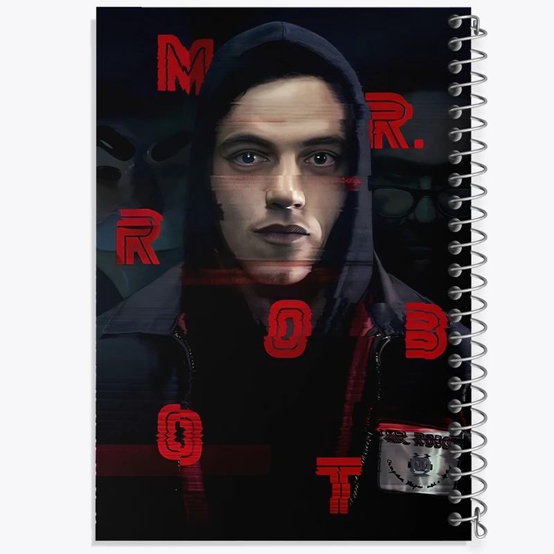 دفتر ژورنال نویسی 50 برگ خندالو مدل نقطه ای طرح مستر ربات (Mr. Robot) کد F13683