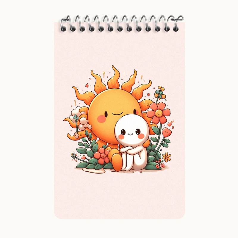 دفتر یادداشت 50 برگ خندالو طرح آدمک و خورشید کیوت کد F6132