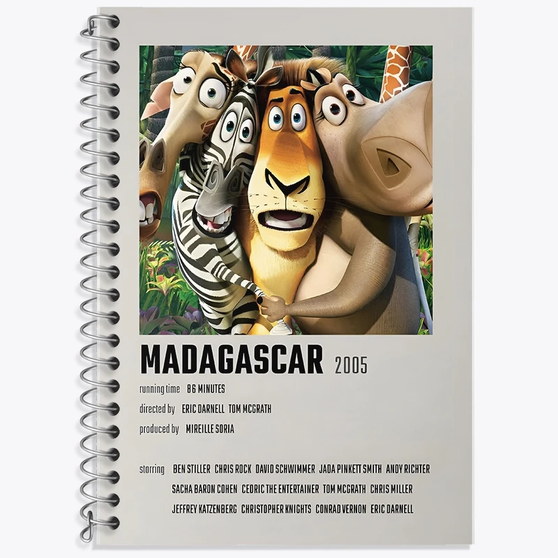 دفتر زبان 50 برگ خندالو مدل سه خط طرح ماداگاسکار (Madagascar) کد F14207