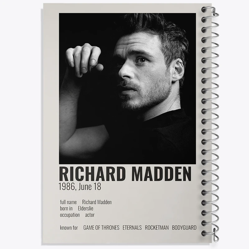 دفتر ژورنال نویسی 50 برگ خندالو مدل نقطه ای طرح ریچارد مدن (Richard Madden) کد F13163