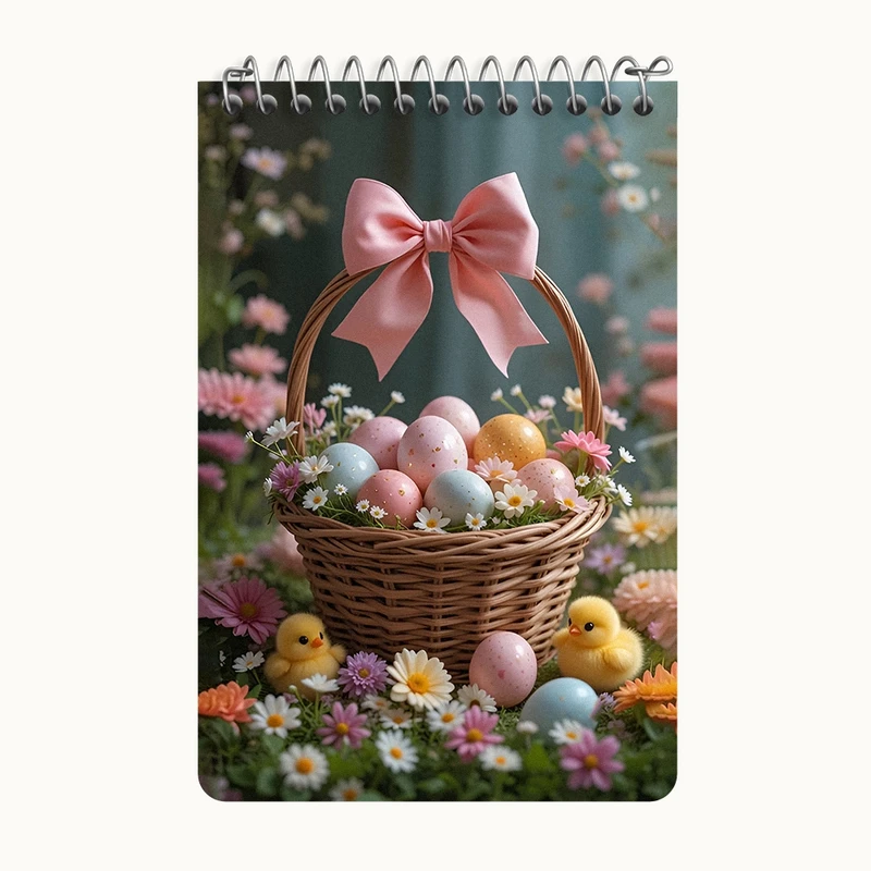 دفتر یادداشت 50 برگ خندالو طرح سبد تخم مرغ رنگی کد F12587
