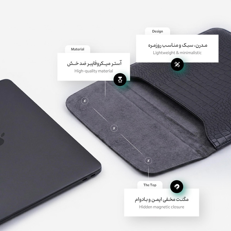 کاور لپ‌تاپ پروین مدل LC25 مناسب برای Surface Book 1/2/3 13.5