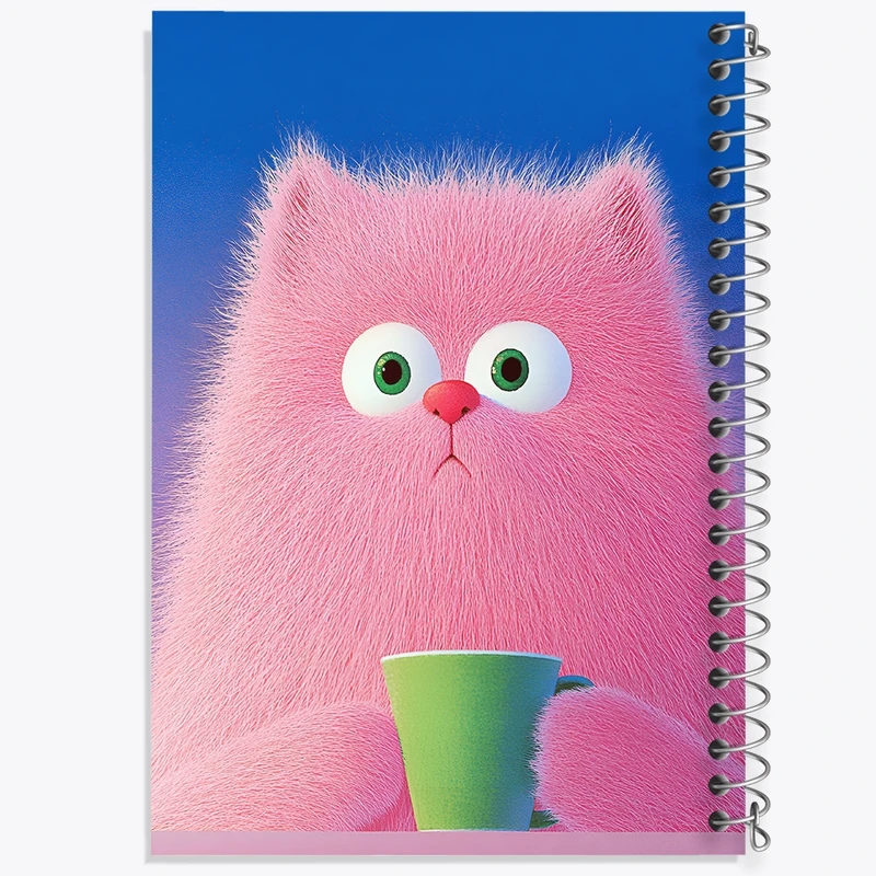 دفتر طراحی 50 برگ خندالو طرح گربه صورتی کد F8740