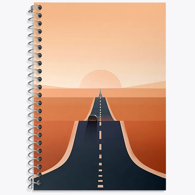 دفتر زبان 50 برگ خندالو مدل سه خط طرح جاده ی بی انتها کد F4557