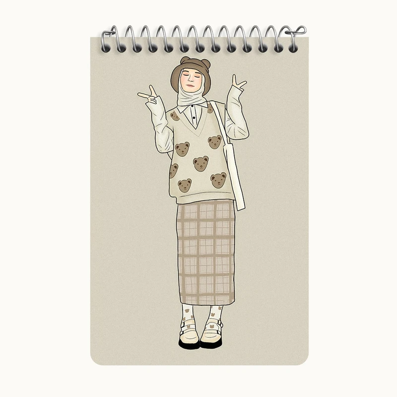 دفتر یادداشت 50 برگ خندالو طرح دخترانه مینیمال کد F3254