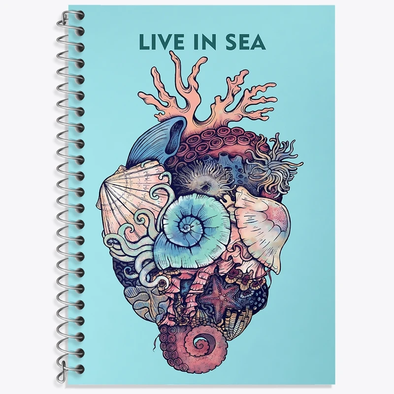 دفتر زبان 50 برگ خندالو مدل سه خط طرح Live In Sea کد N6858