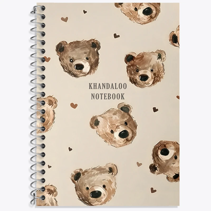 دفتر زبان 50 برگ خندالو مدل دو خط طرح پترن خرس کد N8494