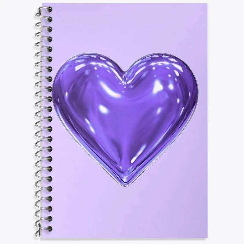 دفتر زبان 50 برگ خندالو طرح قلب بنفش کد F3720