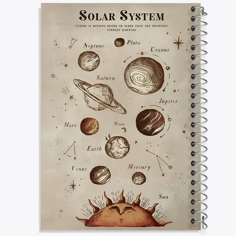 دفتر ژورنال نویسی 50 برگ خندالو مدل نقطه ای طرح منظومه شمسی کد F10552